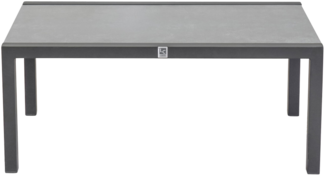 SONDRINO Loungetisch 60x100, Platte-Glas-Keramik Beschichtung Beton optik, 4-Fuß Alu anthrazit