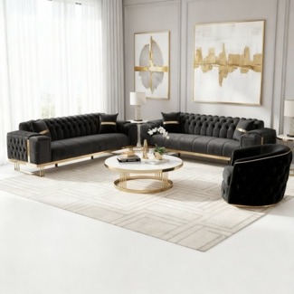 Palms-Store Sofa -Set Imperial Premium, 6 Farben verfügbar, 3-Sitzer + 2-Sitzer + Sessel (3-Sitzer mit Schlaf-funktion)