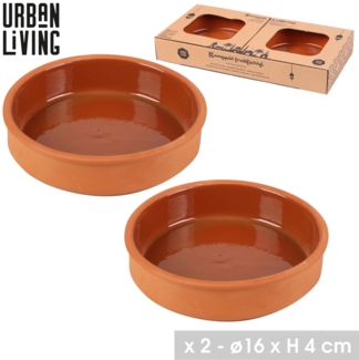 Urban Living 2 Stück Terracotta-Schalen 16 x 4 cm 53907