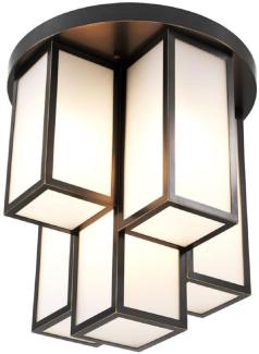 Casa Padrino Luxus Deckenleuchte Bronze / Weiß Ø 50 x H. 53,5 cm - Luxus Qualität