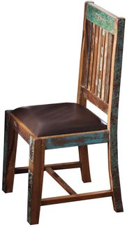 Stuhl Echtleder Altholz 45x45x100 mehrfarbig lackiert NATURE OF SPIRIT #56 - 2er Set