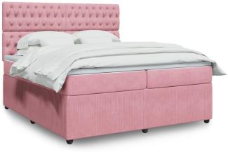 vidaXL Boxspringbett mit Matratze Rosa 200x200 cm Samt 3294741