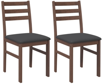 vidaXL Esszimmerstühle mit Kissen 2 Stk. Braun Massivholz Gummibaum 4102418