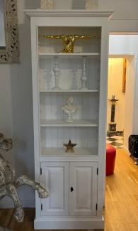 Casa Padrino Landhausstil Massivholz Schrank Weiß 70 x 35 x H. 210 cm - Bücherschrank - Regalschrank - Wohnzimmerschrank - Büroschrank - Landhausstil Möbel - Landhausstil Einrichtung