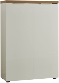 Dmora Dublino Schuhregal, Schuhschrank, Mehrzweck-Garderobe für den Eingangsbereich, Schuhschrank, Made in Italy, 80 x 34 x 115 cm, Weiß und Eiche glänzend