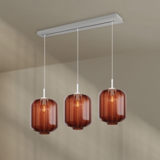 s.luce Velo Esstischleuchte 3-flammig Baldachin 120cm Ø 25cm Braun, Weiß