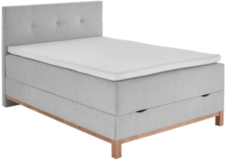 Boxspringbett Calais / Catania , Webstoff , Grau , 142 x 116 x 209 cm