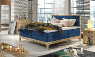 99rooms Cleta Boxspringbett Massiv Dunkelblau 140x200