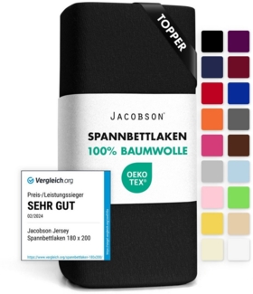 Jacobson Spannbettlaken TOPPER aus 100% Baumwolle, Jersey Bettlaken 160 g/m², Spannbetttuch mit Gummizug, OEKO-TEX®, pflegeleicht, viele Farben