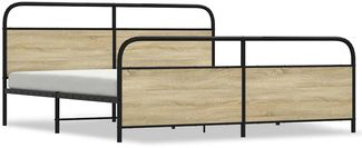 vidaXL Metallbett ohne Matratze Sonoma-Eiche 180x200 cm 3318652