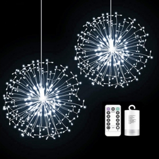 Sunicol LED-Lichterkette Feuerwerk, Starburst Beleuchtun, 8 Modi Batteriebetrieben, mit Fernbedienung, Timer, für Garten Weihnachten Deko