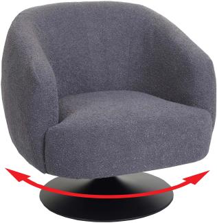 Lounge-Sessel HWC-J76, Cocktailsessel Sessel drehbar, Bouclé Stoff Metall ~ dunkelgrau