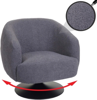 Lounge-Sessel HWC-J76, Cocktailsessel Sessel drehbar, Bouclé Stoff Metall ~ dunkelgrau