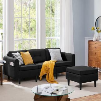 Yaheetech Sofa, 3-Sitzer Sofa mit Ottomane Modernes Ecksofa Schlafcouch