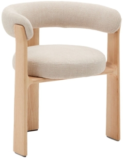 Armlehnenstuhl Granite, Echtholz, Polyester, Beige, 61 x 73 x 53 cm