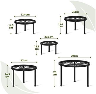 Bamworld Blumenständer 5er-Set Rostfreier Metall-Pflanzenständer, Blumenhocker, 29cm/27cm/25cm/23cm/21cm Ø, Innen/Außen-Einsatz