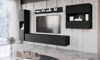 INOSIGN Wohnwand PARIS, (Komplett-Set, 4-St), TV-Wand 300cm breite, grifflose Design, stehend und hängend montierbar