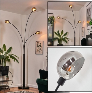 hofstein Stehlampe Stehlampe aus Metall in Schwarz/Rauch im Retro/Vintage-Design, verstellbare Stehleuchte mit Marmorfuß und Schalter am Gehäuse, E14