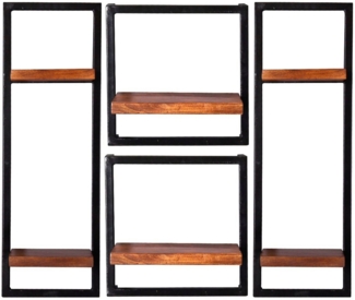PANAMA Wandregal 4-teilig Mangoholz Natur