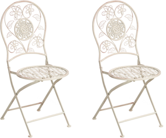 Gartenstuhl 2er Set YAVIZA klappbar Metall Hellbeige