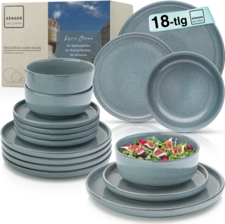 SÄNGER Steingut Geschirrset Kairo Ocean 18 teilig für 6 Personen