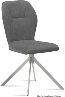 Esszimmerstuhl (8er-Set) Dorthy 51 x 92 x 60 Edelstahl/Grau