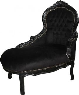 Casa Padrino Barock Kinder Chaiselongue Schwarz/Schwarz - Kindermöbel