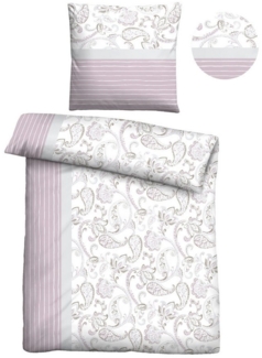 Traumhaft schlafen - Castell - Markenbettwäsche Polycotton Biber 0351110 PAISLEY, viola, 1x 155x220 cm + 1x 80x80 cm