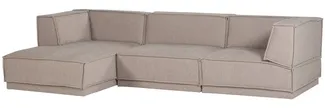 Ecksofa Chaiselongue Manu - Chenille-Stoff Natur, Links