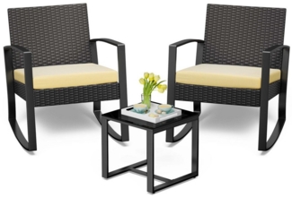 Bealife Balkonset Gartenlounge-Set, (3-tlg), 1 Tisch und 2 Stühle, Rattan Gartenmöbel