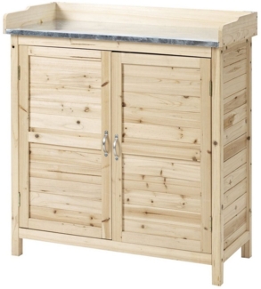 Outsunny Garten-Geräteschrank Pflanztisch mit Unterschrank, aus Holz, mit 2 Einlegeböden, BxT: 83x40 cm, (Schrank, 1 St, Gartenschrank), für Garten, Naturholz