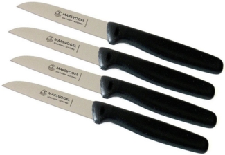 Marsvogel | Schälmesser Set | 4 Stück | gerade Klinge | ergonomischer PP Griff in Schwarz | Solingen Qualität