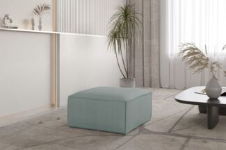 Polsterhocker Designerhocker CELES PREMIUM 65x65 cm in Stoff Scala Saphirblau