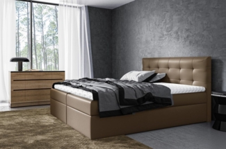 Boxspringbett Schlafzimmerbett VIDE XL, Braun, 120x200 cm, Kunstleder