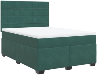 vidaXL Boxspringbett mit Matratze Dunkelgrün 140x190 cm Samt 3290909