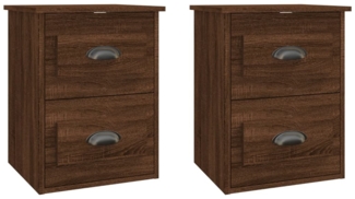 2er-Set Wand-Nachttische, Hängende Nachttische Braun Eichen-Optik 41,5 x 36 x 53 cm