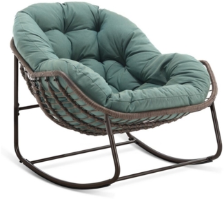 LVHOM Schaukelstuhl mit gepolstertem Kissen, Rattanstuhl mit Stahlrahmen, Lounge Sessel (Großformat B110.5cm x T94.5cm x H80cm,Dicke Kissen,160kg Tragfähigkeit, MEHRE FARBEN MEHRE OPTIONEN! Schaukelsessel umhüllendem Sitzgefühl & hoher Armlehne, 1 St),...