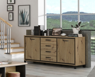 Kommode Sideboard Anrichte 177cm artisan eiche schwarzeiche Modern