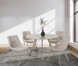 Duo Collection Essgruppe Pina und Mila, (Set, 5-tlg), Ø 120 cm, massives Metallgestell, Trendfarbe Kaschmir