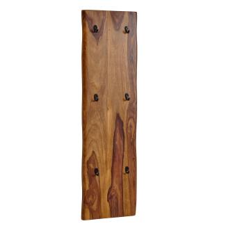 Wandgarderobe Sheesham Massivholz / Metall 40x140x7 cm mit Baumkante