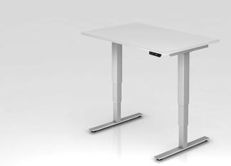 Sitz-Steh-Schreibtisch elektrisch XDSM12 120x80cm Weiß Gestellfarbe: Silber