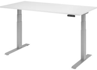 elektrisch höhenverstellbarer Schreibtisch Basic in Weiß und Silber 160 cm breit von der Marke Hammerbacher - Schreibtisch Bürotisch Computertisch - MD111181