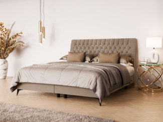 Leonique Polsterbett SYDNEE mit Matratze und Topper, in 2 Breiten (160 und 180 cm), Boxspringbett mit Kopfteil, Bettkasten, Matratze (BFK/TFK) und Topper