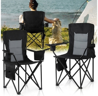 CALIYO Campingstuhl Faltstuhl mit Getränkehalter & Tragetasche Angelsessel (2 St), Klein pack mit Tasche Faltstuhl Anglerstuhl hohe Rückenlehne