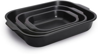 WOLL Bratreinen-Set „Roast‑It!“ Trio 3‑tlg. (23×18, 30×24, 38×30 cm) Alu‑Stahl PFAS‑frei Keramik Alle Herdarten bis 260 °C Spülmaschinenfest