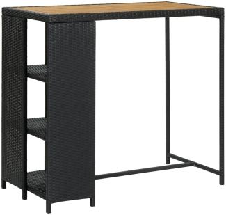 vidaXL Bartisch mit Regal Schwarz 120 x 60 x 110 cm Poly Rattan [313478]