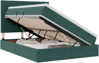 vidaXL Bett mit Stauraum und LED Dunkelgrün 140x200 cm Samt 3371976