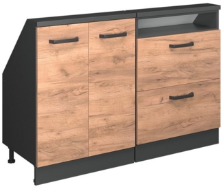 Vicco Kommode Rion, Anthrazit/Goldkraft Eiche, 2er Set