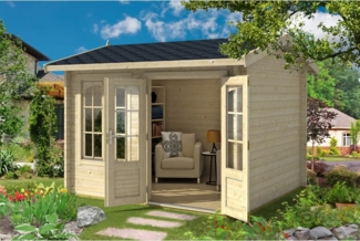 Lasita Maja Holz Gartenhaus Alex | Lichtgrau | 340