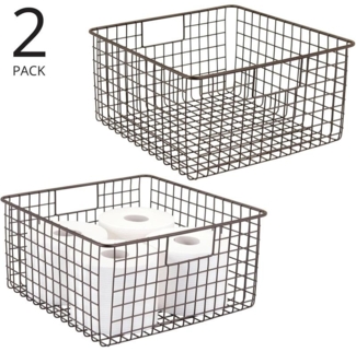 Badkorb Set 2 Stück bronze Aufbewahrungsbox Regalkorb Badezimmer Box mDesign